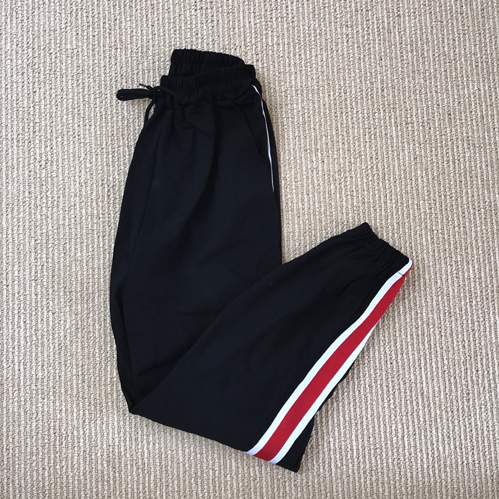 black with stripe party pants